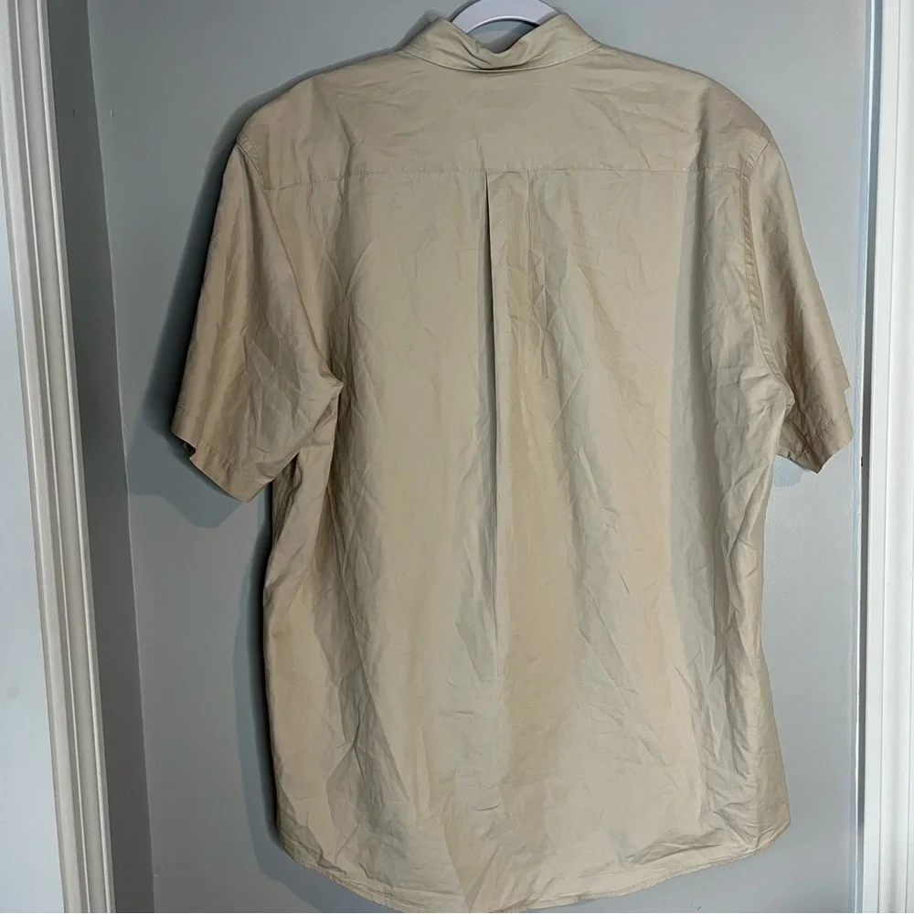 Vintage Jcrew Tan Neutral Button Down Shirt Size L Large Minimalist.